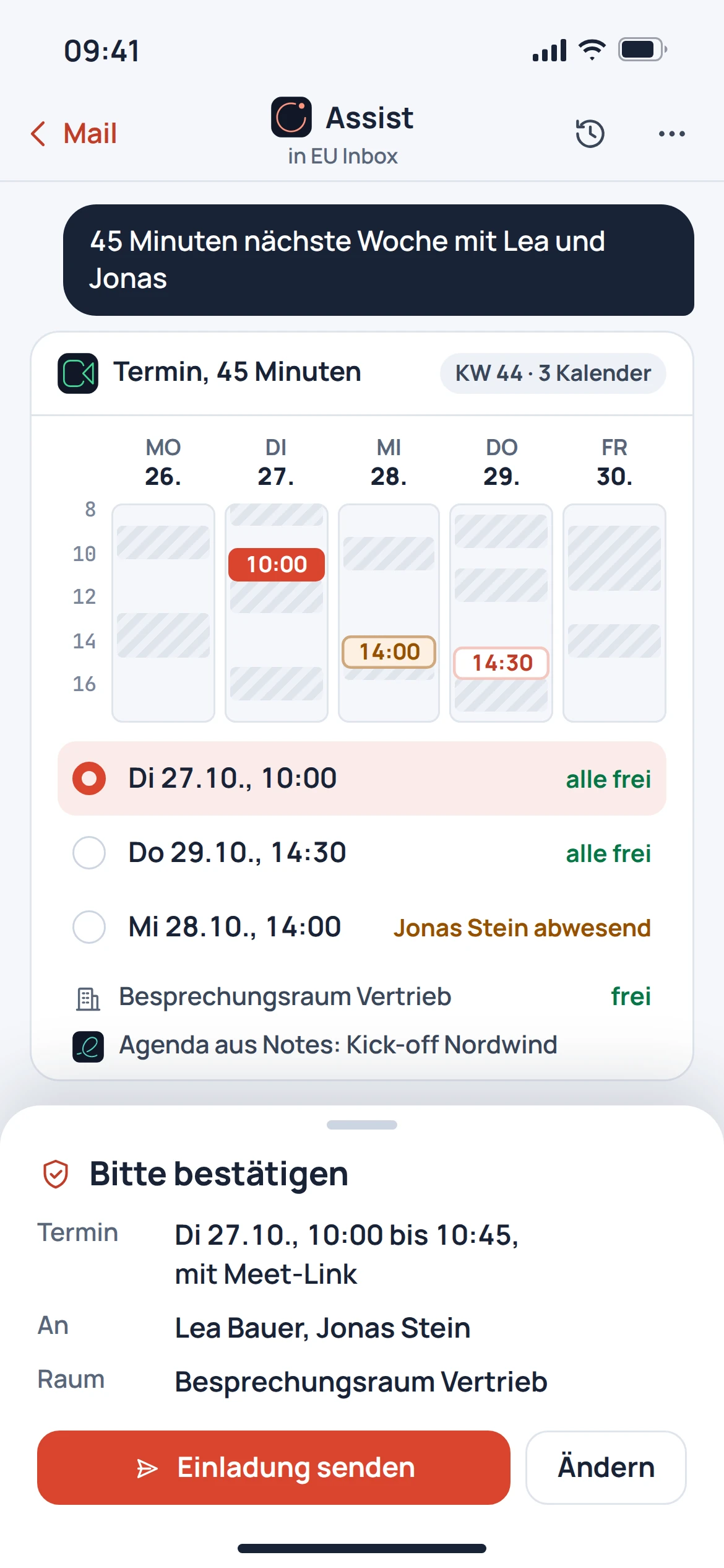 EU Assist: mobile Konzeptvorschau