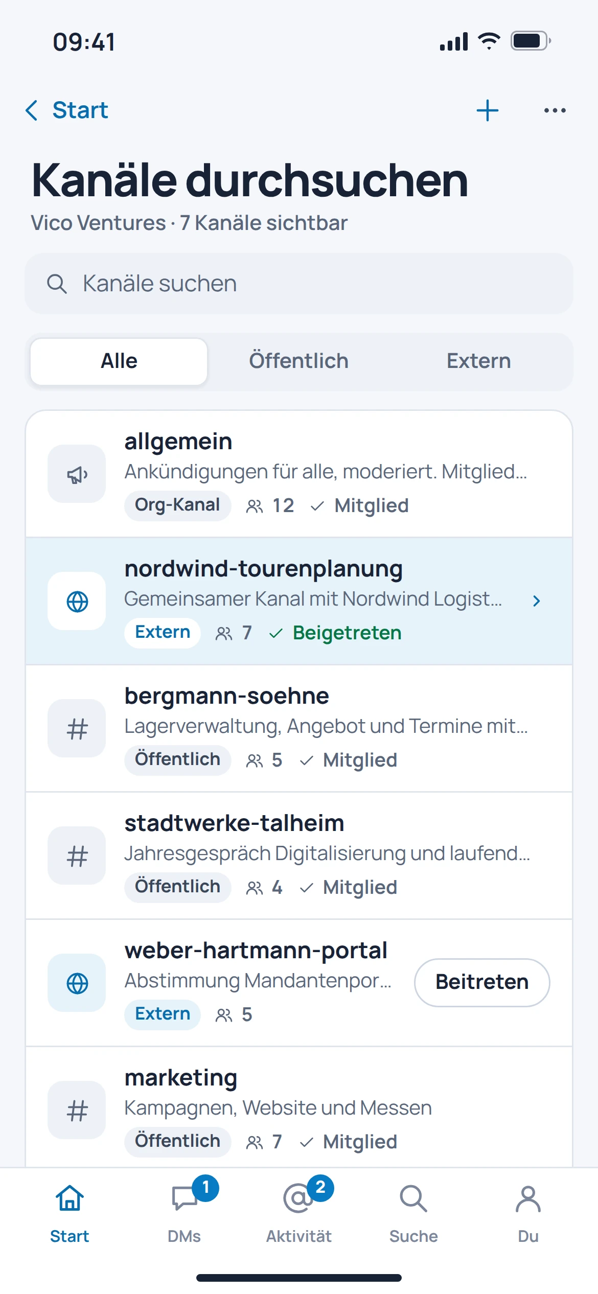 EU Chat: mobile Konzeptvorschau