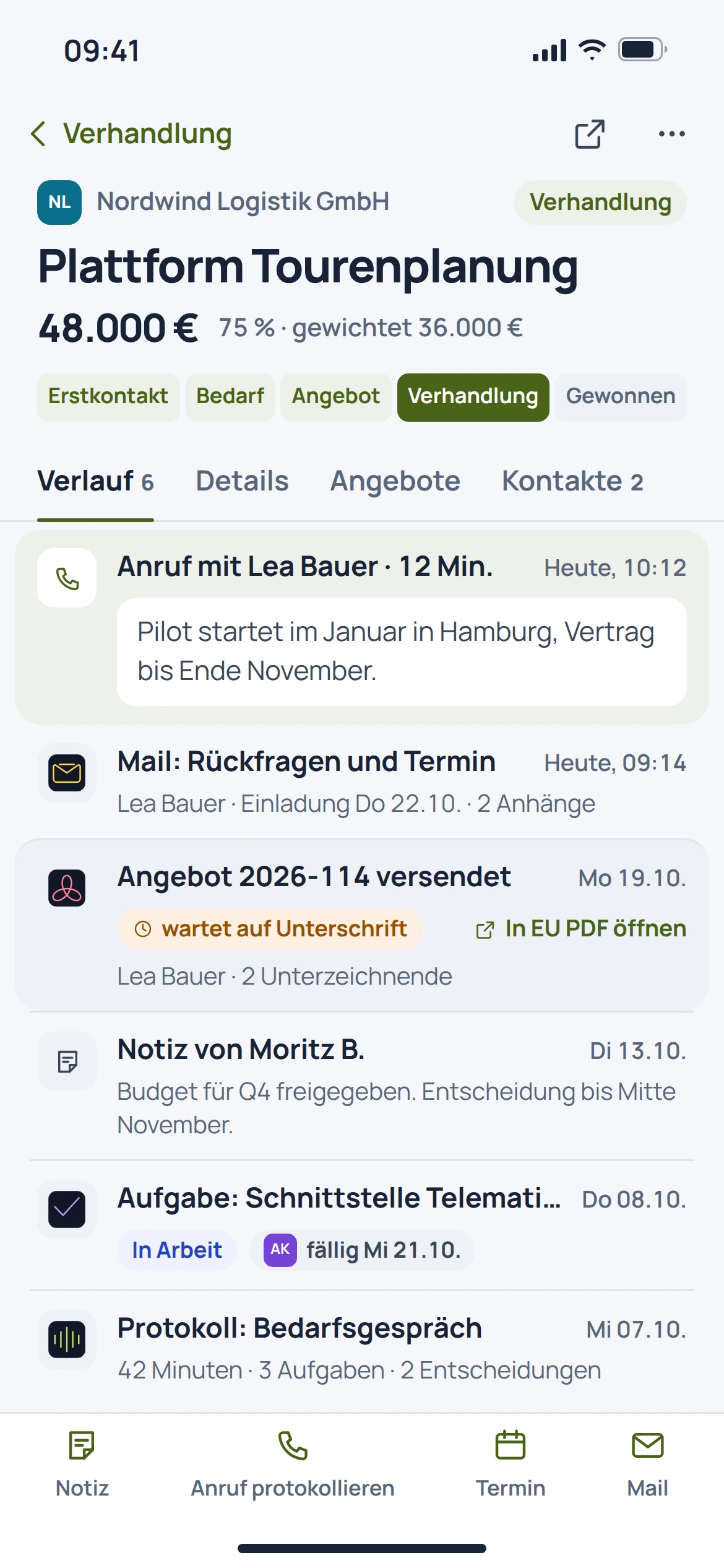EU CRM: mobile Konzeptvorschau