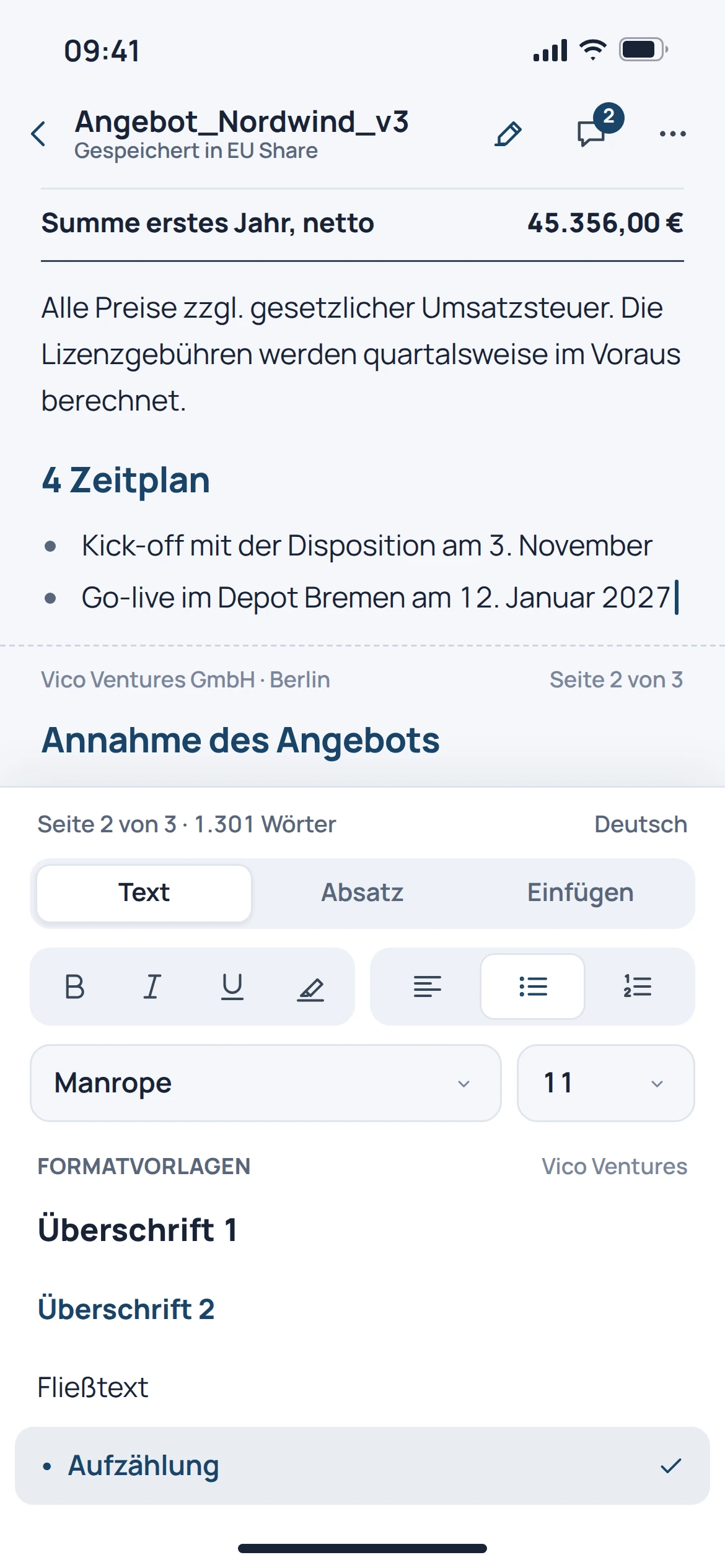 EU Docs: mobile Konzeptvorschau